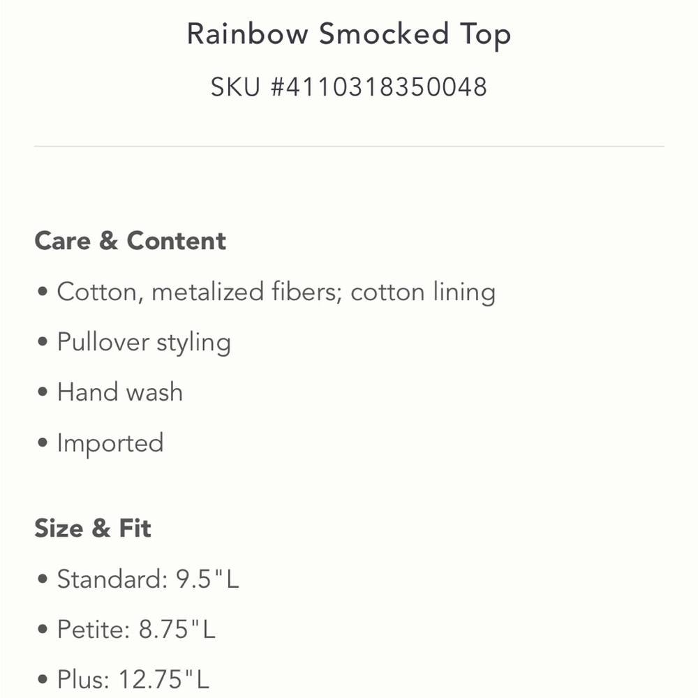 ✨ Anthropologie Rainbow Smocked Top Sz L - Picture 10 of 10